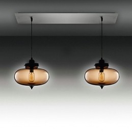 Lampă suspendată modernă din sticlă transparentă cu 2 lumini în design Bubble