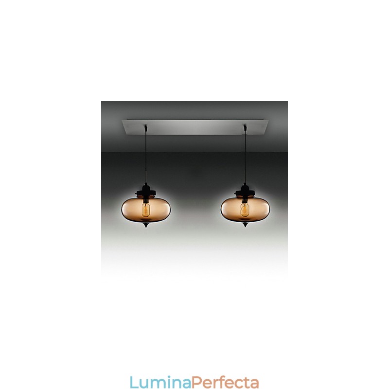 Lampă suspendată modernă din sticlă transparentă cu 2 lumini în design Bubble