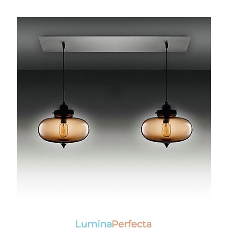 Lampă suspendată modernă din sticlă transparentă cu 2 lumini în design Bubble Lampă suspendată modernă din sticlă transparentă cu 2 lumini în design Bubble