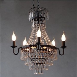 American Country Retro Lumanare Lampa Cristal