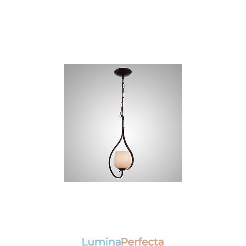 Lampă suspendată din fier cu abajur din sticlă Lampă clasică 1 cap