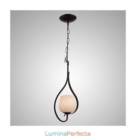 Lampă suspendată din fier cu abajur din sticlă Lampă clasică 1 cap Lampă suspendată din fier cu abajur din sticlă Lampă clasică 1 cap