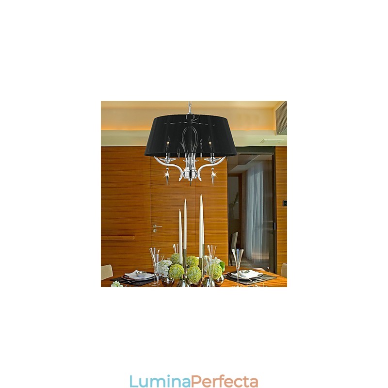Candelabru elegant din cristal cu 3 lumini in nuanta neagra