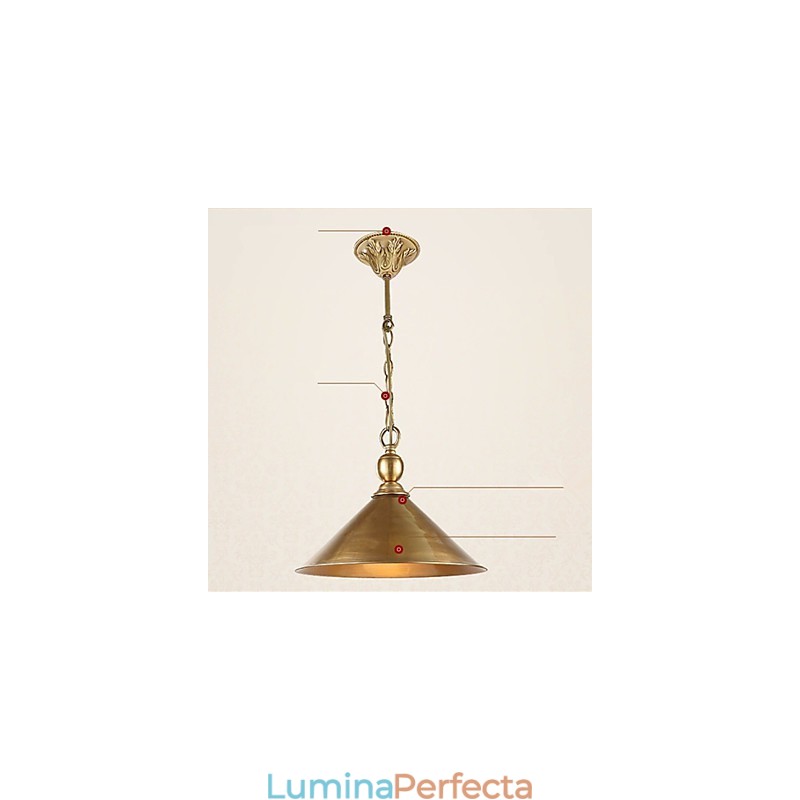 Lampă suspendată din alamă pură, stil clasic, metal tradițional