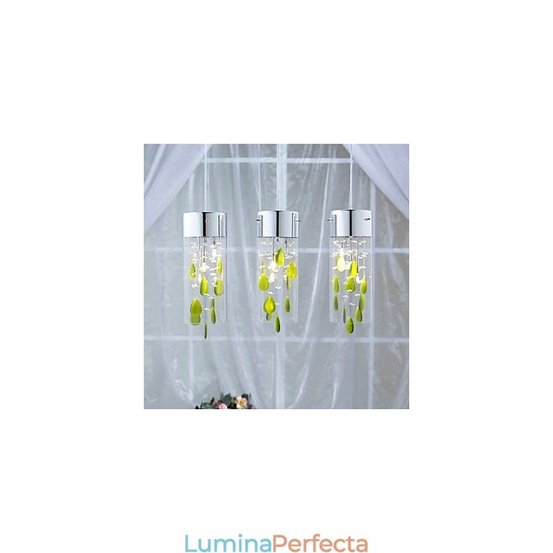 Lampă artistică cu pandantiv din cristal cu decorațiuni verzi Baza becului G4
