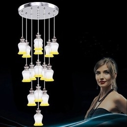 Restaurant 15 Head Of Modern Simple Crystal Pendant Pandantiv