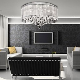 Lampă elegantă pendanta Crytal cu 8 lumini în umbră cilindru