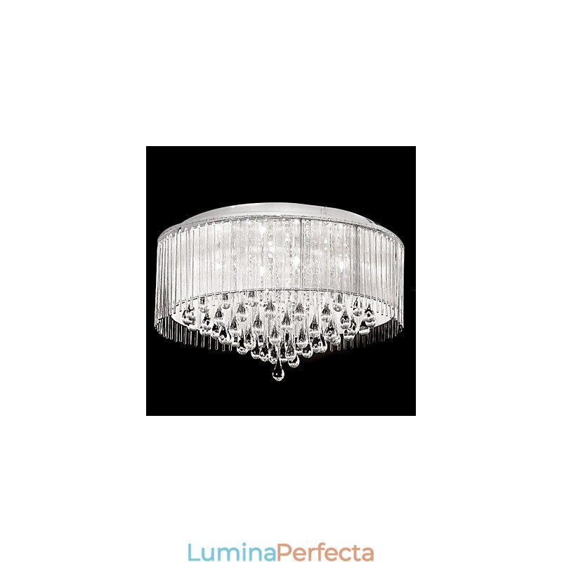 Lampă elegantă pendanta Crytal cu 8 lumini în umbră cilindru