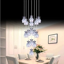 Restaurant 15 Head Of Modern Simple Crystal Pendant Pandantiv