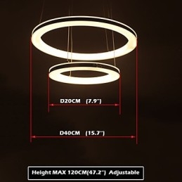 Lampă suspendată din acril Candelabru rotund cu 2 inele Corpuri de iluminat