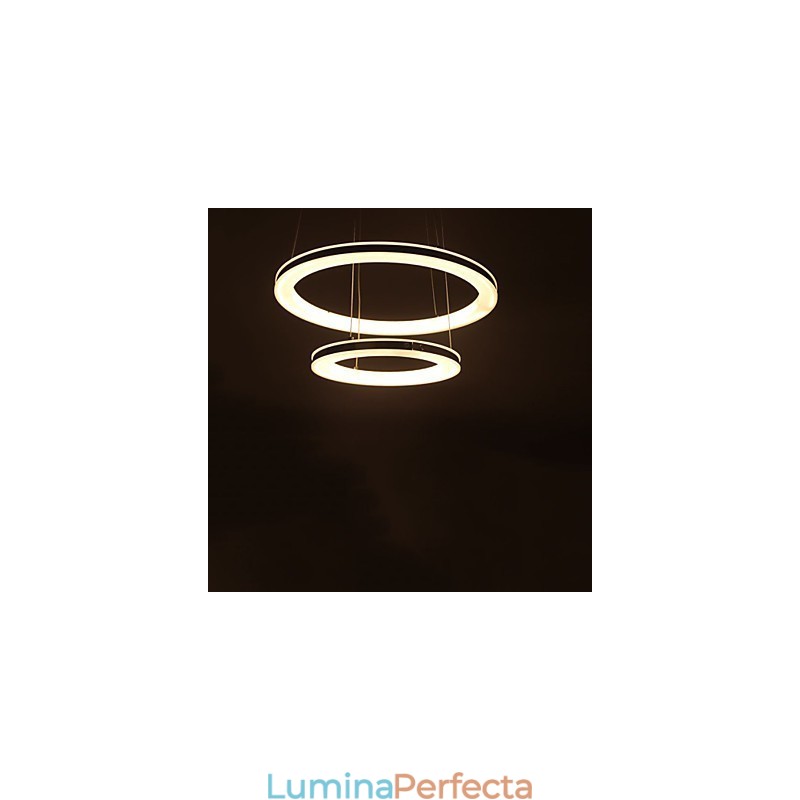 Lampă suspendată din acril Candelabru rotund cu 2 inele Corpuri de iluminat