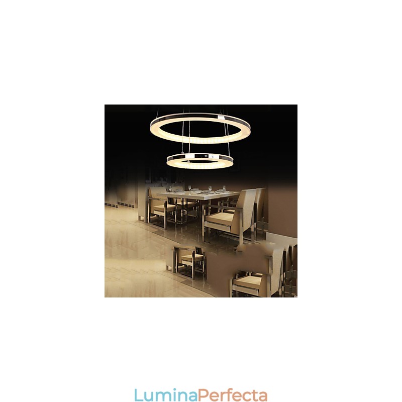 Lampă suspendată din acril Candelabru rotund cu 2 inele Corpuri de iluminat