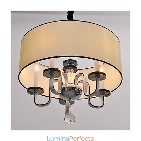 Lampă suspendată modernă și contemporană din metal cromat din cristal