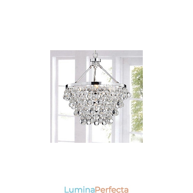 Candelabru tradițional din metal cromat din cristal