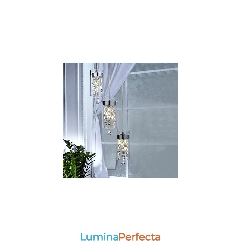 Lampă artistică din cristal cu abajururi de sticlă