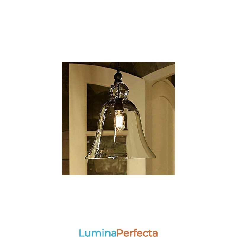 Lampă suspendată din sticlă cu pictură în stil country