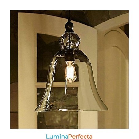 Lampă suspendată din sticlă cu pictură în stil country