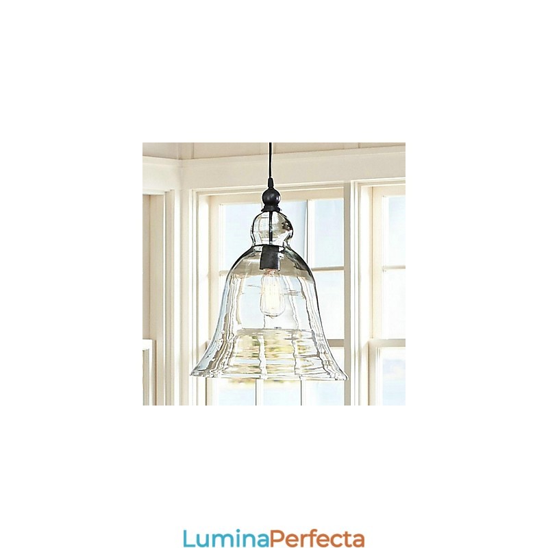 Lampă suspendată din sticlă cu pictură în stil country