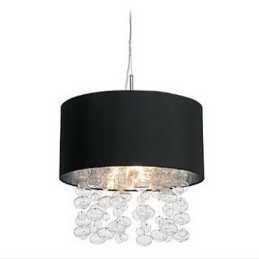 Lampă suspendată modernă cu 7 lumini și abajur pentru tambur din material negru (bază)