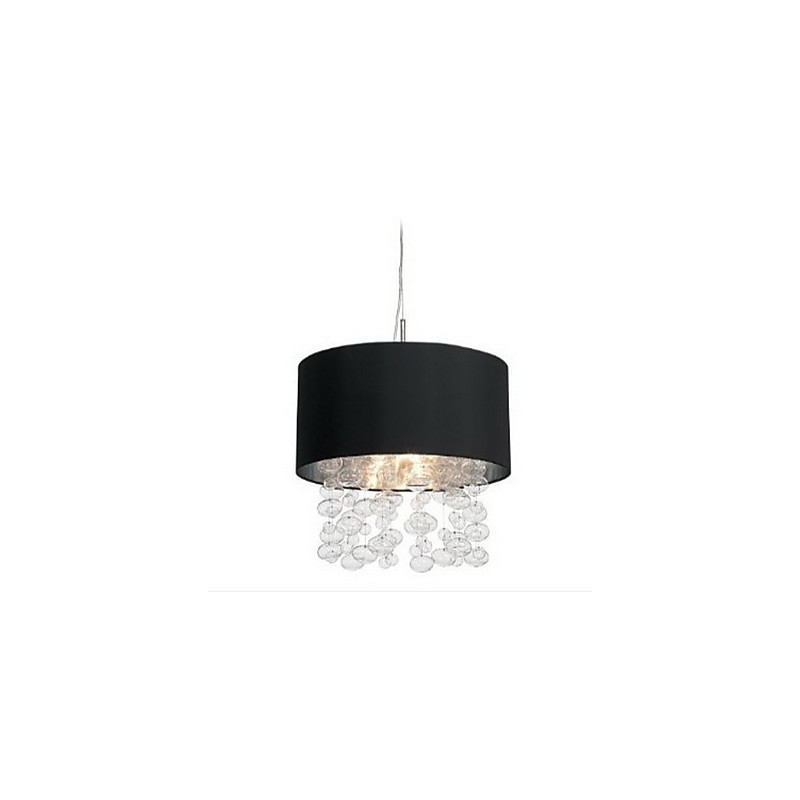 Lampă suspendată modernă cu 7 lumini și abajur pentru tambur din material negru (bază)