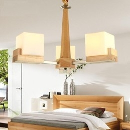 Lampa suspendata Stejar Trei Lumini Stejar si Sticla