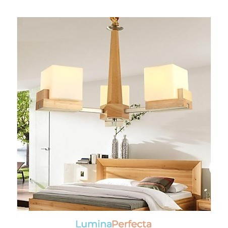 Lampa suspendata Stejar Trei Lumini Stejar si Sticla Lampa suspendata Stejar Trei Lumini Stejar si Sticla