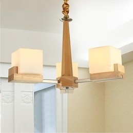 Lampa suspendata Stejar Trei Lumini Stejar si Sticla