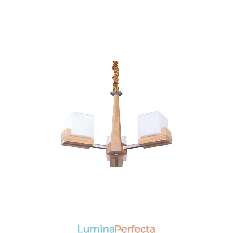 Lampa suspendata Stejar Trei Lumini Stejar si Sticla