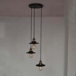 Pandantiv vintage cu 3 lumini in nuanta de fier