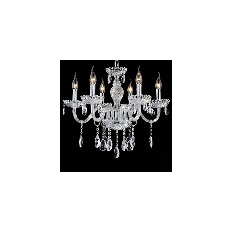 6 Lumini Stilul palatului Candelabru de sticla cu bec de lumanare