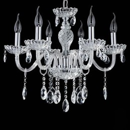 6 Lumini Stilul palatului Candelabru de sticla cu bec de lumanare