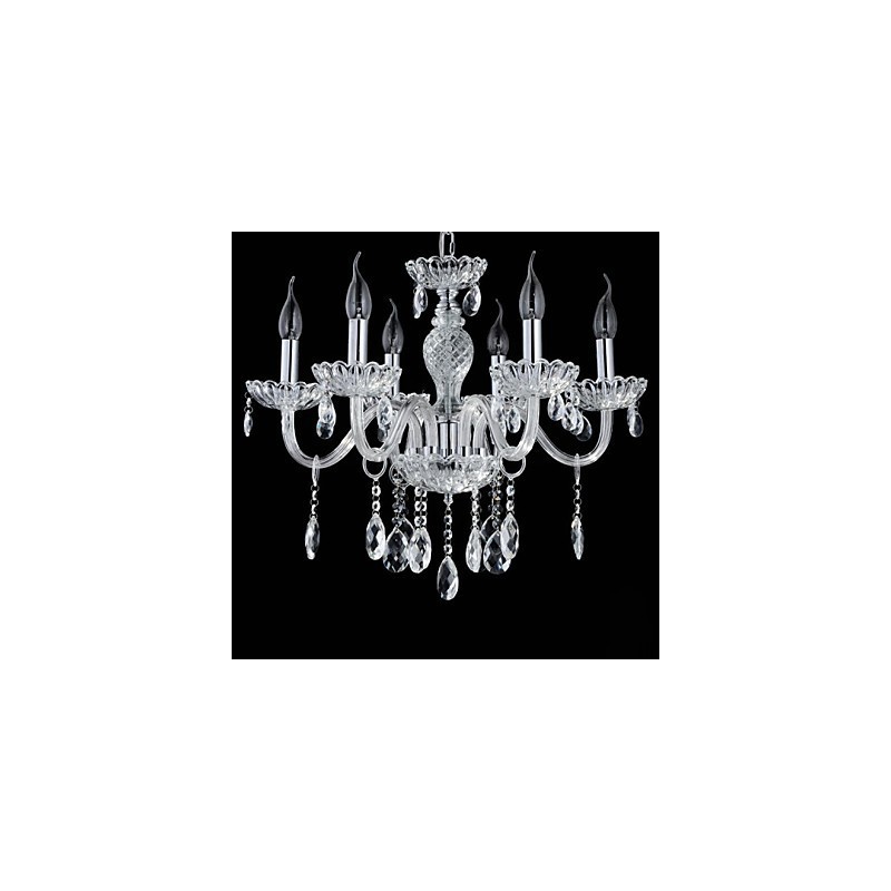 6 Lumini Stilul palatului Candelabru de sticla cu bec de lumanare
