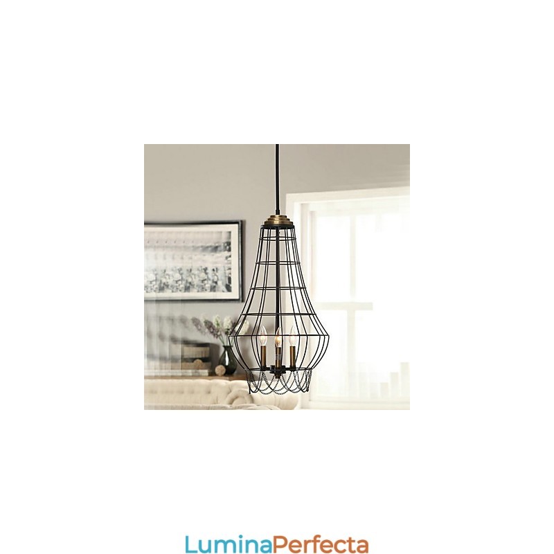 Lampă suspendată din metal cu pictură în stil country