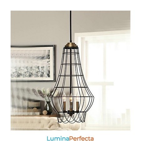 Lampă suspendată din metal cu pictură în stil country Lampă suspendată din metal cu pictură în stil country