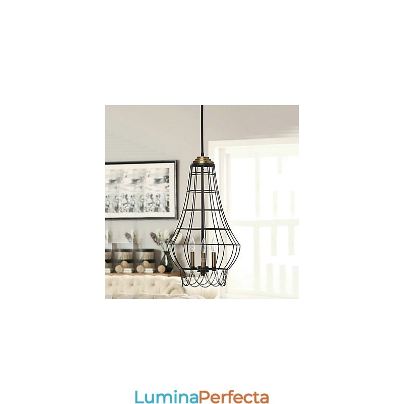 Lampă suspendată din metal cu pictură în stil country