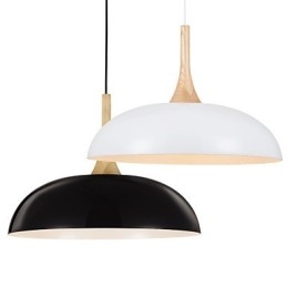 Mini lampă suspendată artistică 1 lumină modernă simplitate negru alb finisaj aluminiu și lemn droplight