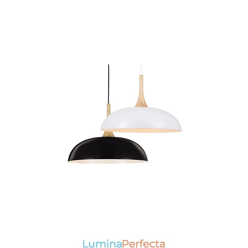 Mini lampă suspendată artistică 1 lumină modernă simplitate negru alb finisaj aluminiu și lemn droplight