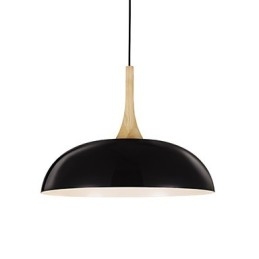 Mini lampă suspendată artistică 1 lumină modernă simplitate negru alb finisaj aluminiu și lemn droplight