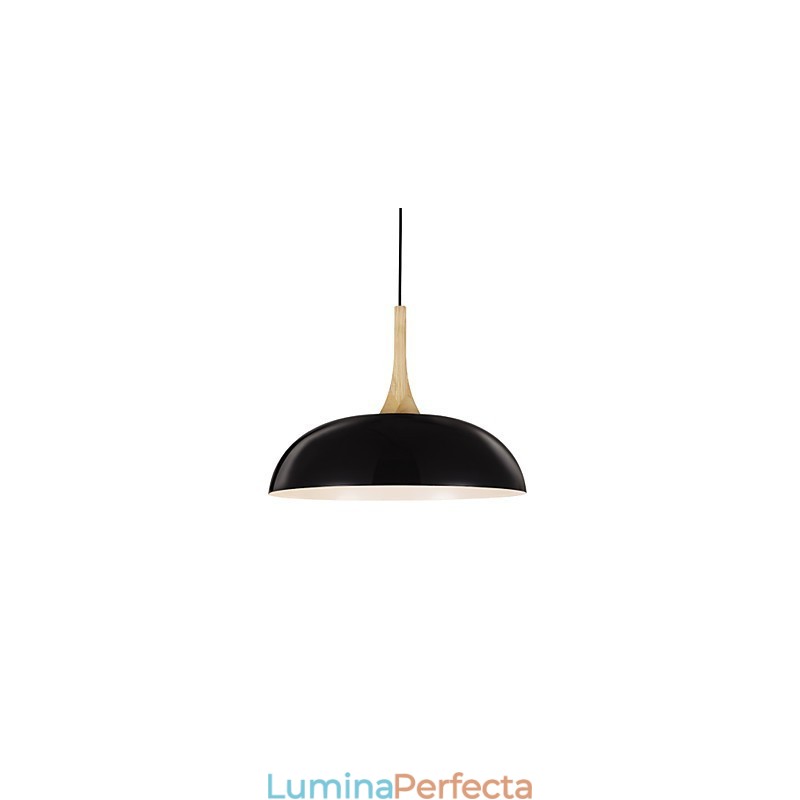 Mini lampă suspendată artistică 1 lumină modernă simplitate negru alb finisaj aluminiu și lemn droplight