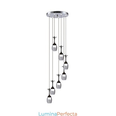 Lampă suspendată modernă 7 lumini Becuri integrate incluse Lumină scară Lampă suspendată modernă 7 lumini Becuri integrate incluse Lumină scară