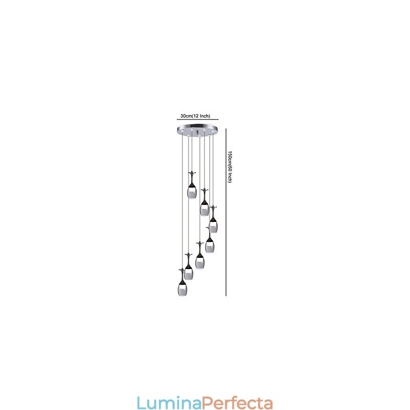 Lampă suspendată modernă 7 lumini Becuri integrate incluse Lumină scară