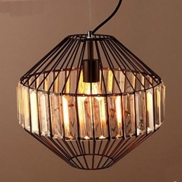 Candelabru de cristal de cușcă de păsări din fier forjat de epocă