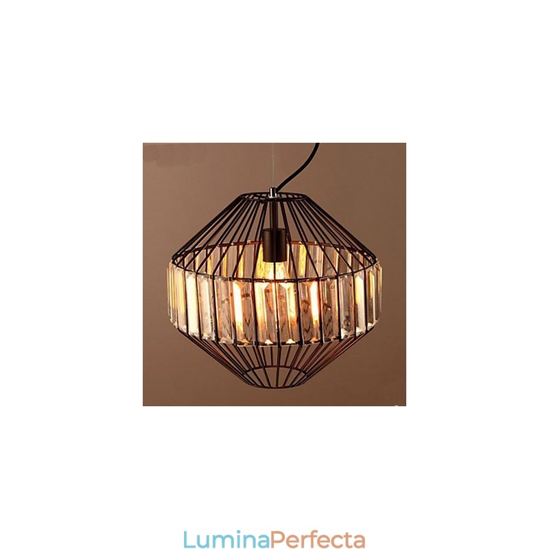 Candelabru de cristal de cușcă de păsări din fier forjat de epocă