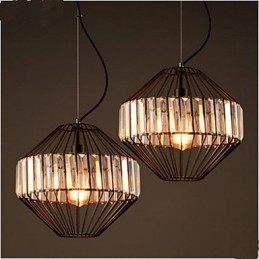 Candelabru de cristal de cușcă de păsări din fier forjat de epocă
