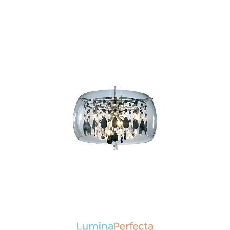 Lampă suspendată galvanizată, modernă, contemporană, din cristal, în stil mini