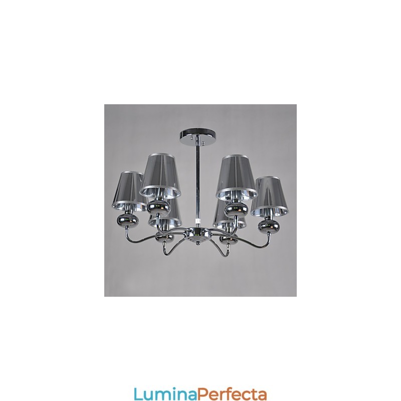 Candelabru vintage 6 lumini pictură clasică din țesătură metalică