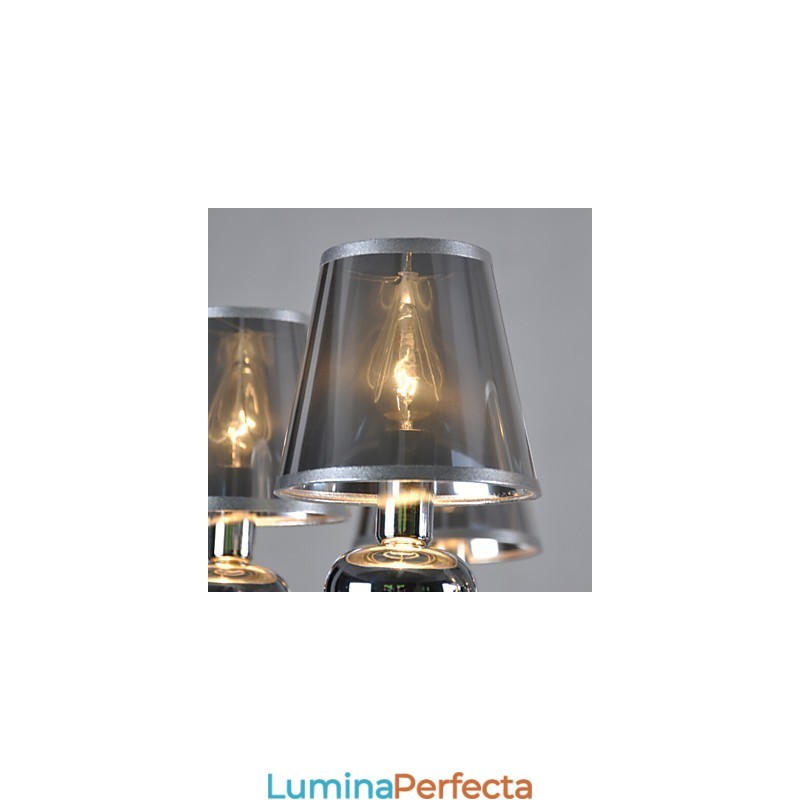 Candelabru vintage 6 lumini pictură clasică din țesătură metalică