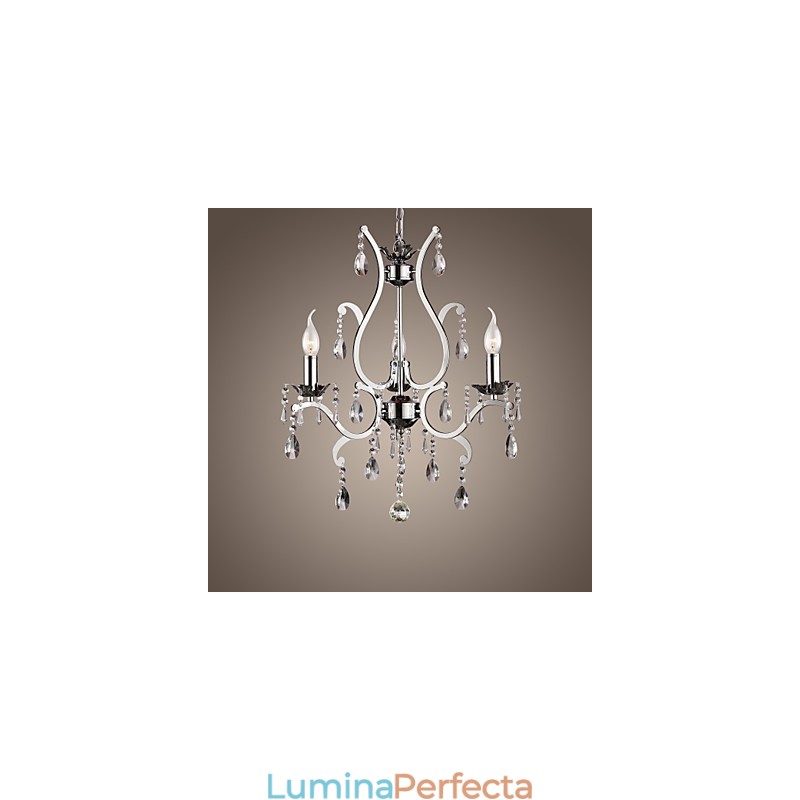 Candelabru de cristal cu 3 lumini din metal