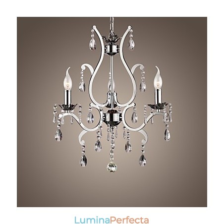 Candelabru de cristal cu 3 lumini din metal Candelabru de cristal cu 3 lumini din metal