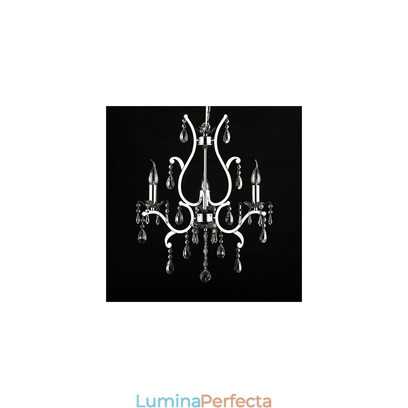 Candelabru de cristal cu 3 lumini din metal